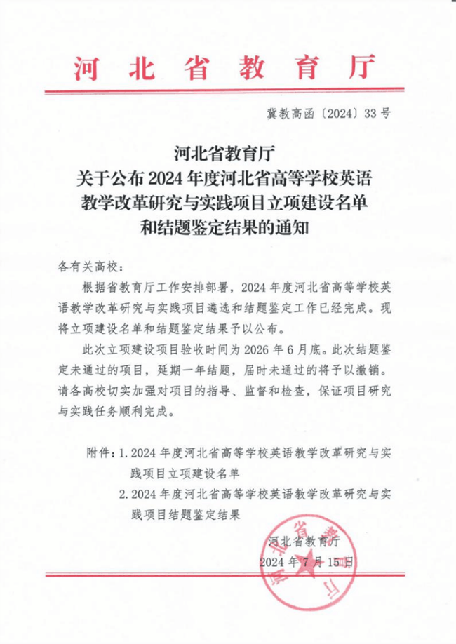 bat365英语教改项目获河北省高等学校英语教学改革研究与实践项目立项