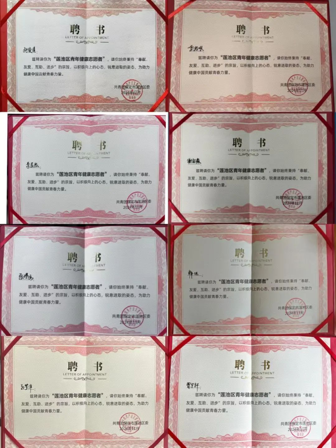 【团团速递】喜报|bat365八名同学被聘为 “莲池区青年健康志愿者”
