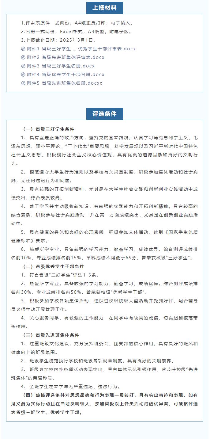 bat365官方官网|信工学院|省级三好学生、优秀学生干部和先进班集体评选通知