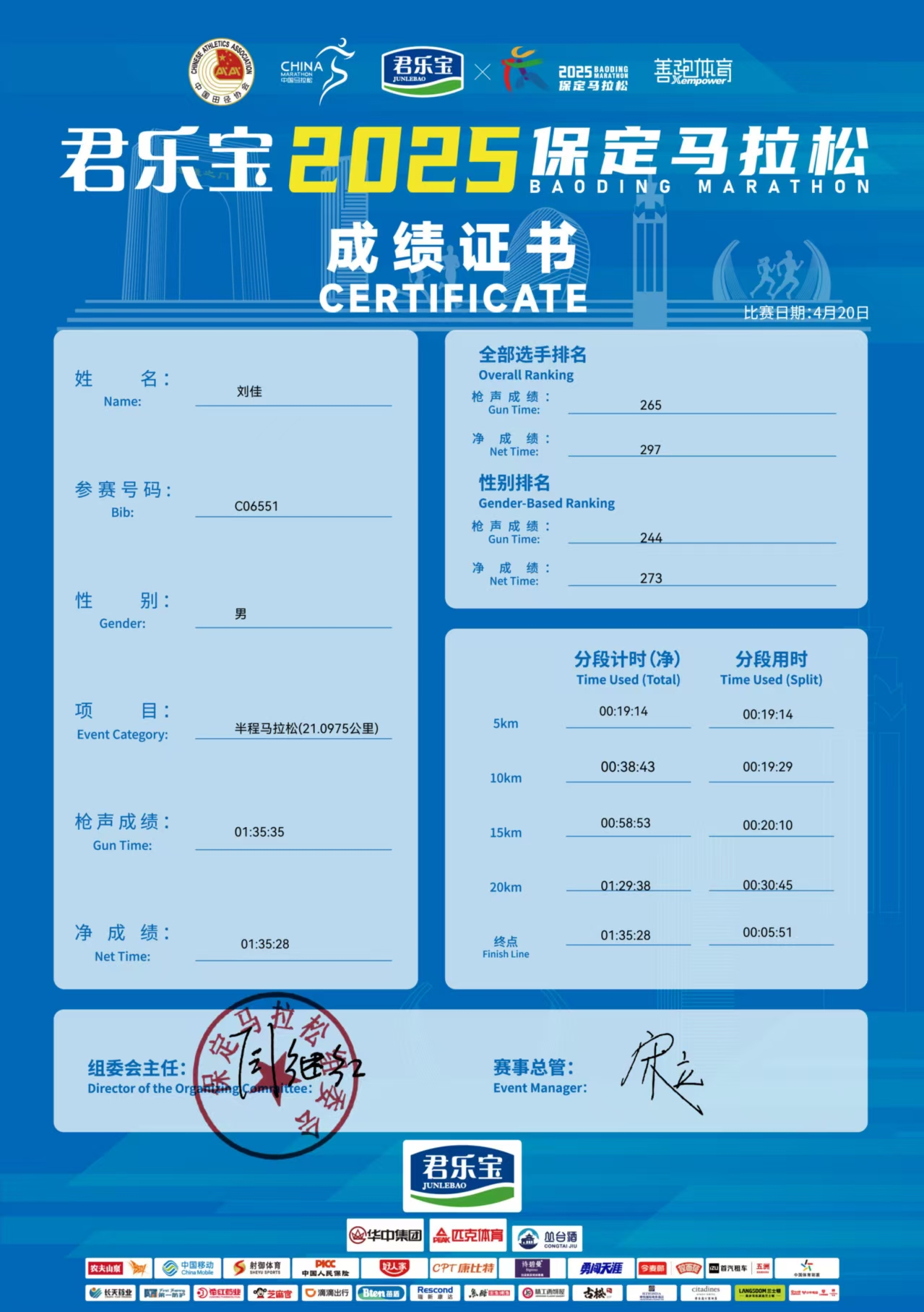 喜报|bat365学子在君乐宝2025马拉松比赛中斩获佳绩