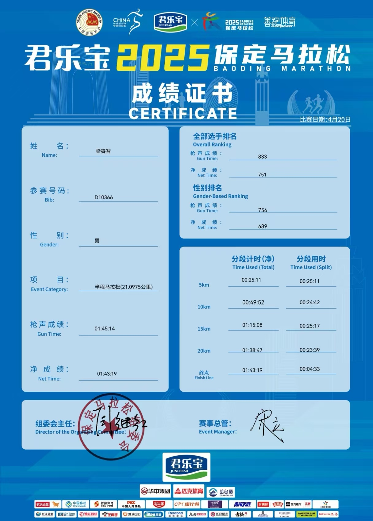 喜报|bat365学子在君乐宝2025马拉松比赛中斩获佳绩
